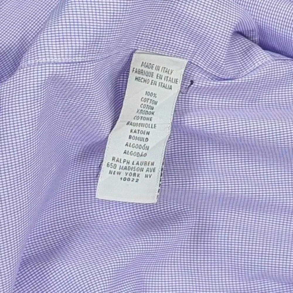 Ralph Lauren Black Label Dress Shirt Mens 17 Purple Made in Italy‎ Luxury Cotton